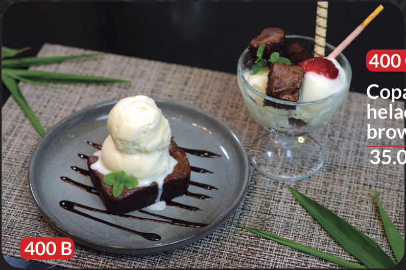 Copa de helado con brownie